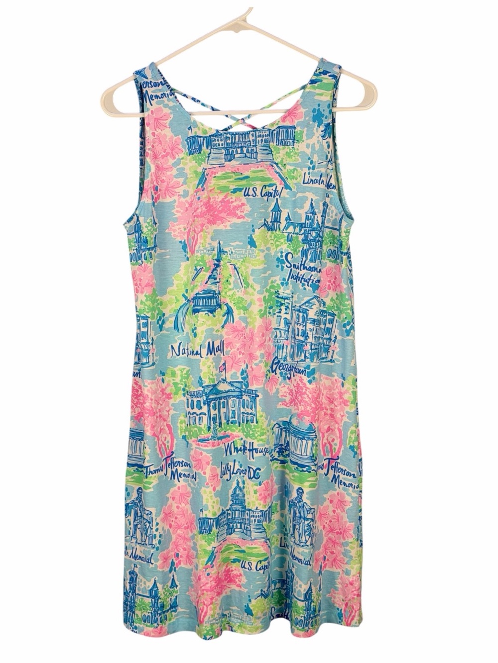 Lilly Pulitzer Lilly Loves DC Kristen Swing Dress Small Blue & Pink